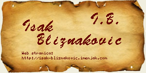 Isak Bliznaković vizit kartica